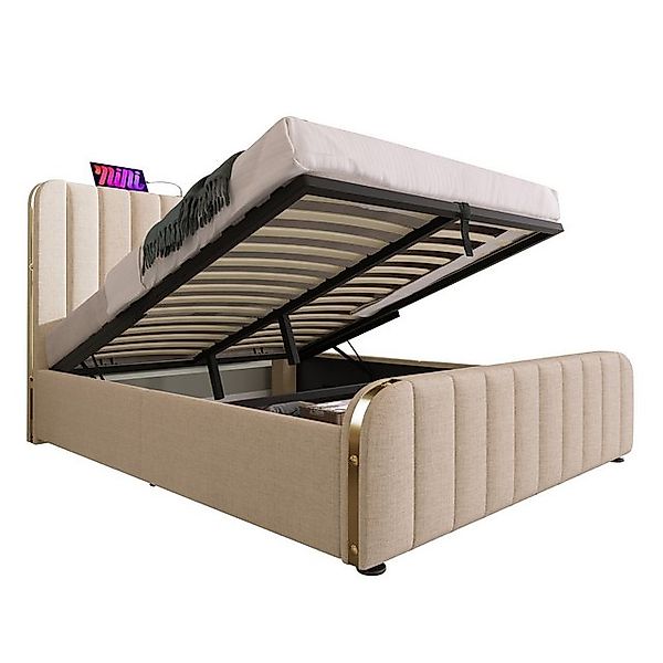 Flieks Polsterbett, Hydraulisches Stauraumbett Doppelbett 160x200cm günstig online kaufen