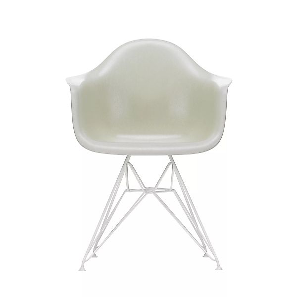 Vitra - Eames Fiberglass Armchair DAR Gestell weiß - Pergament/Sitzschale F günstig online kaufen