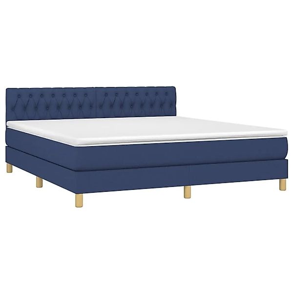 vidaXL Boxspringbett mit Matratze & LED Blau 180x200 cm Stoff 3133979 günstig online kaufen