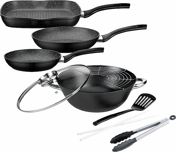 GSW Topf-Set »Gourmet Granit« Gusseisen Set, 1x Bratpfanne Ø 20/24 cm, 1x G günstig online kaufen