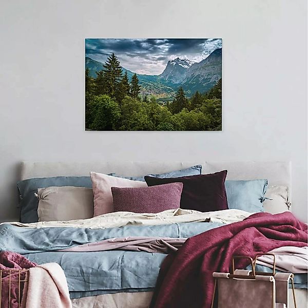 Bricoflor Alpen Landschaft Bild Leinwandbild In Blau Und Grün Für Schlafzim günstig online kaufen