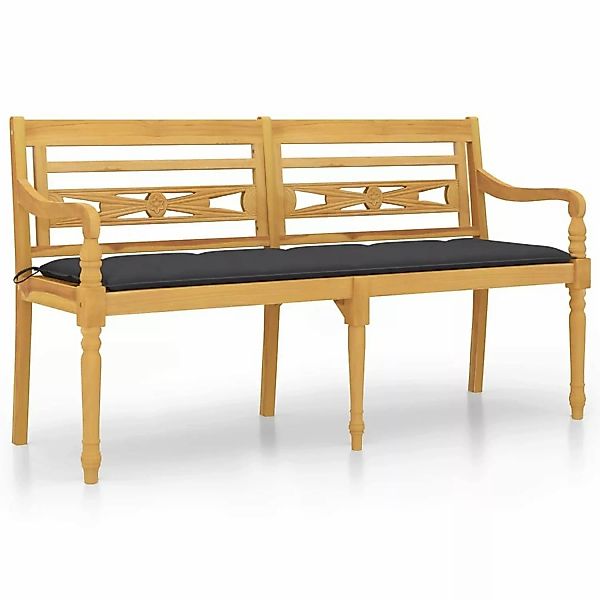 Vidaxl Batavia-bank Mit Anthrazit Kissen 150 Cm Massivholz Teak günstig online kaufen