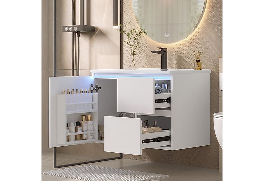 Flieks Waschtisch mit LED-Radarsensor Waschbeckenunterschrank inkl. Waschbe günstig online kaufen