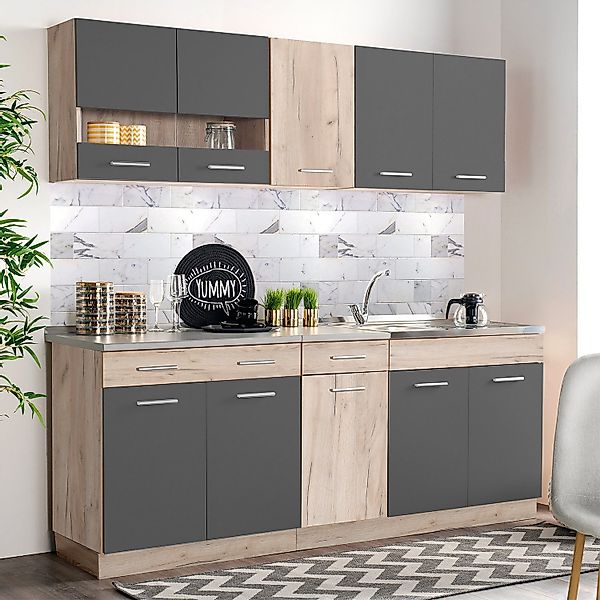 Homestyle4u Küchenzeile 200 cm ohne Geräte günstig online kaufen