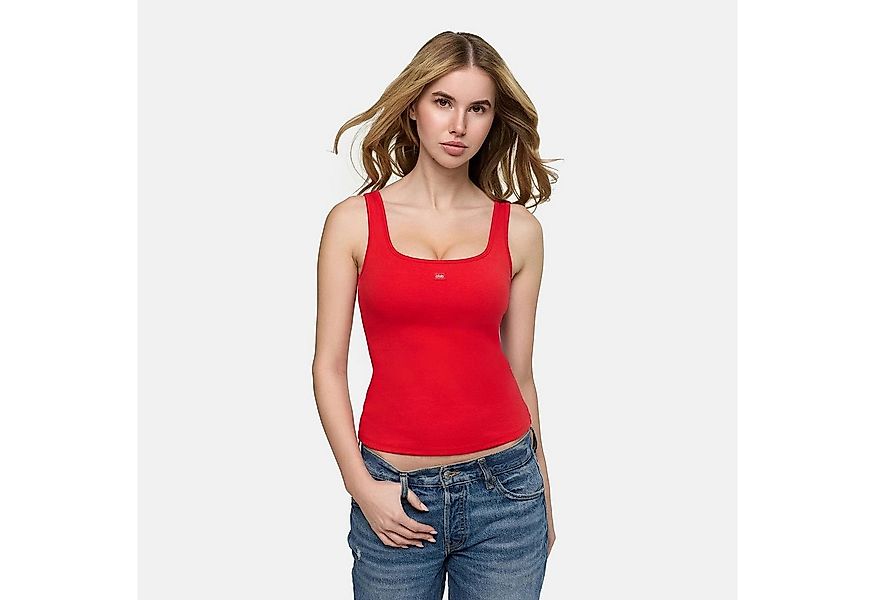 cfab by creamy fabrics BH-Hemd Cotton Tank with Built-In Push-Up Bra-Red-XS günstig online kaufen