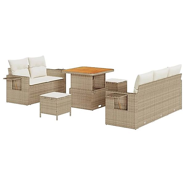 vidaXL Garten-Sofa-Set 8-Tlg Beige Poly Rattan 3361686 günstig online kaufen