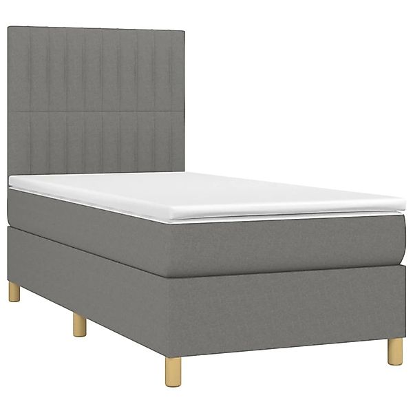 vidaXL Boxspringbett mit Matratze & LED Dunkelgrau 80x200 cm Stoff 3135550 günstig online kaufen
