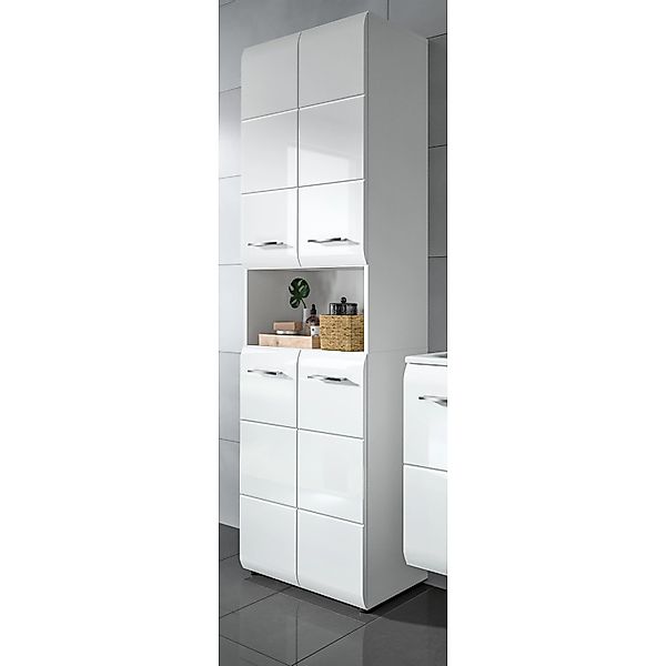 Inn.Furn Badezimmer Hochschrank in Weiß Hochglanz 60 x 185 cm Livia günstig online kaufen