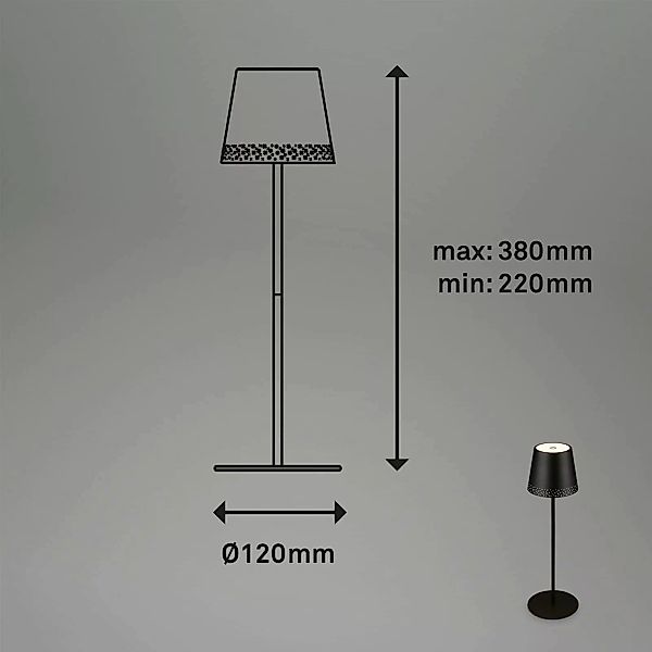 LED-Tischleuchte Kiki mit Akku 3.000K, schwarz günstig online kaufen