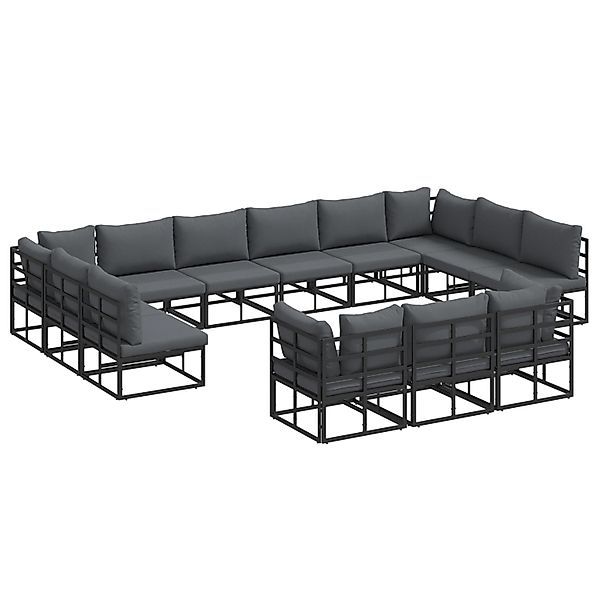 vidaXL Garten-Sofa-Set mit Kissen 13-Tlg Schwarz Aluminium 3378926 günstig online kaufen