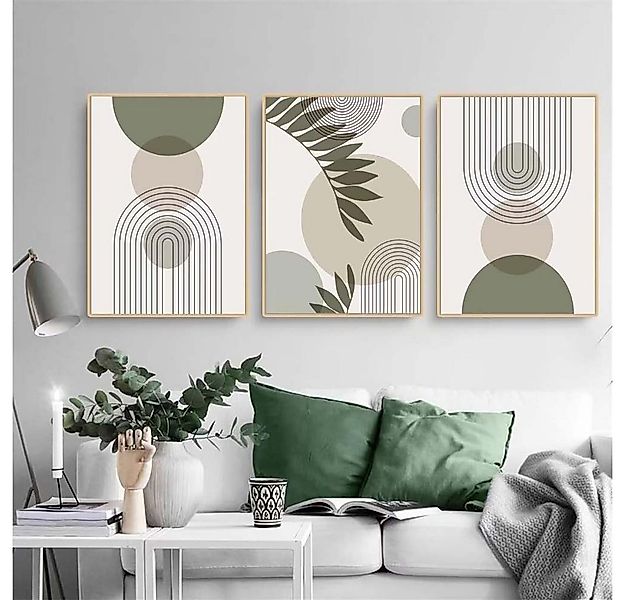 trends for living Wandbild Wandbild 3er Set abstrakte grüne Pflanzen Leinwa günstig online kaufen