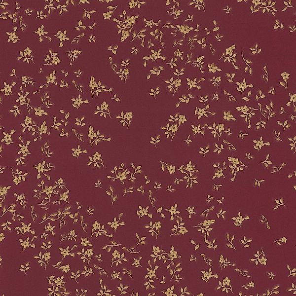 Bricoflor Bordeaux Tapete mit Blümchen in Gold Edle Blumentapete in Rot für günstig online kaufen
