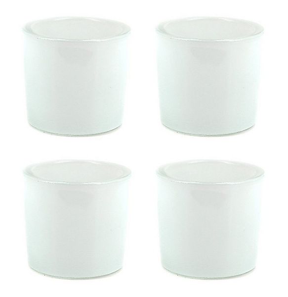 Creativery Teelichthalter, Teelichthalter Glas 6,5x6cm weiß matt 4er Set günstig online kaufen