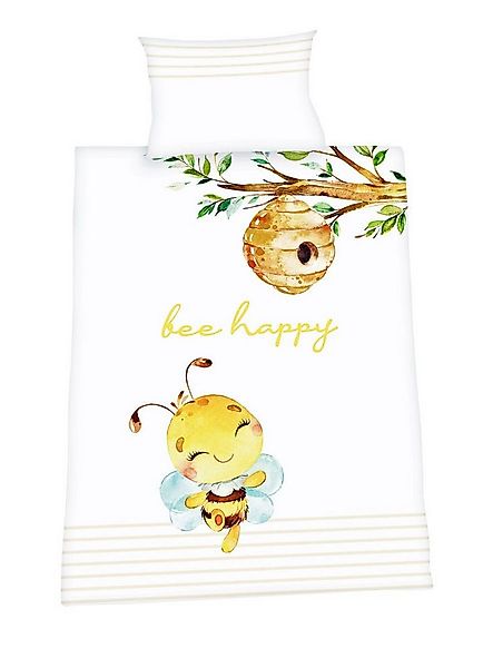 Herding Babybettwäsche 100x135cm Biene bee happy Gelb, Renforcé, 2 teilig, günstig online kaufen