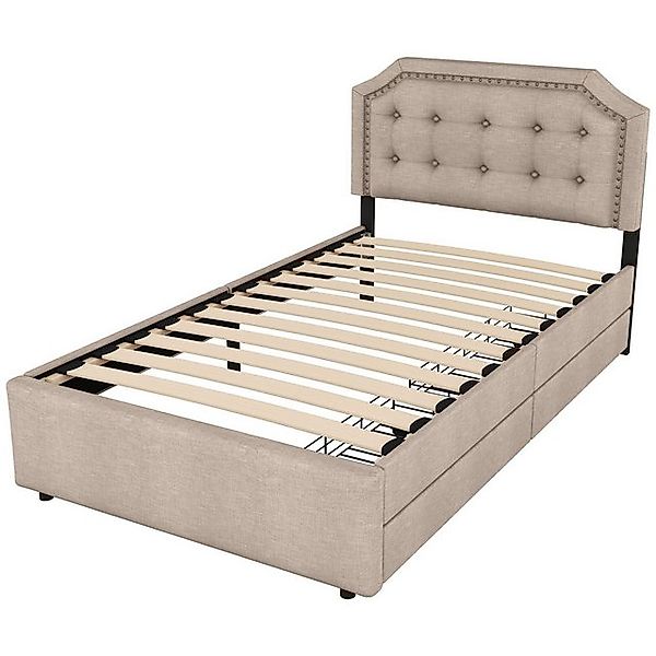 Gotagee Polsterbett Einzelbett 90x200cm Schubladen Dekorativen Nieten Bett günstig online kaufen