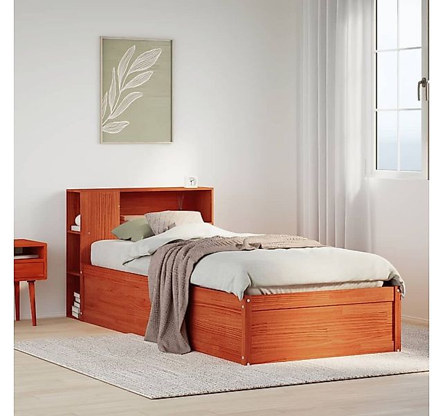 vidaXL Bett, Massivholzbett ohne Matratze Wachsbraun 100x200 Kiefernholz günstig online kaufen