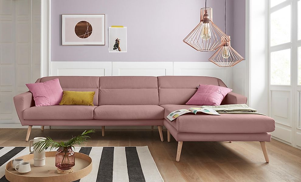 OTTO home Ecksofa "Bille L-Form" mit Naht im Rückenkissen und Beinen aus Ei günstig online kaufen