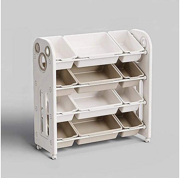 habeig Kinderregal 12 Aufbewahrungsboxen 86x85cm Creme-Weiß Rollbar mit Fes günstig online kaufen