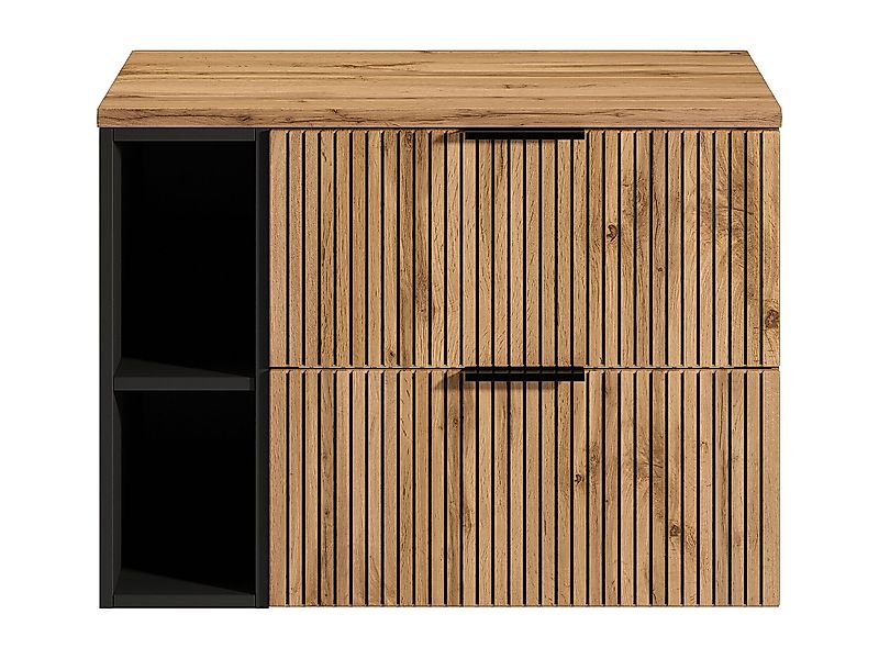 Waschbeckenunterschrank hängend mit Ablagen - Streifenoptik - Holzfarben he günstig online kaufen