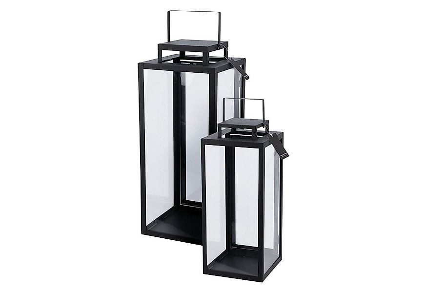 Mojawo Laterne 2tlg Metall Laternen Set Schwarz Gartenlaterne Windlicht H50 günstig online kaufen