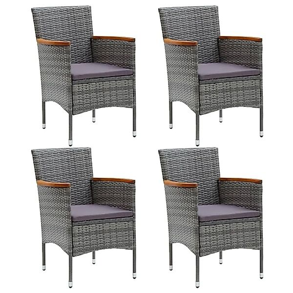 vidaXL Garten-Essstühle 4 Stk Poly Rattan Grau 310567 günstig online kaufen