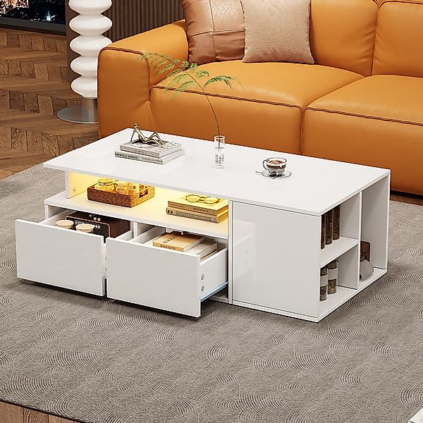 MODFU Couchtisch mit LED-Lichtsteuerung und Hochglanzoberfläche günstig online kaufen