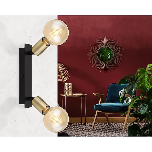 Globo Strahler Liliana 2-flammig Schwarz matt 250 x 60 x 105 mm günstig online kaufen