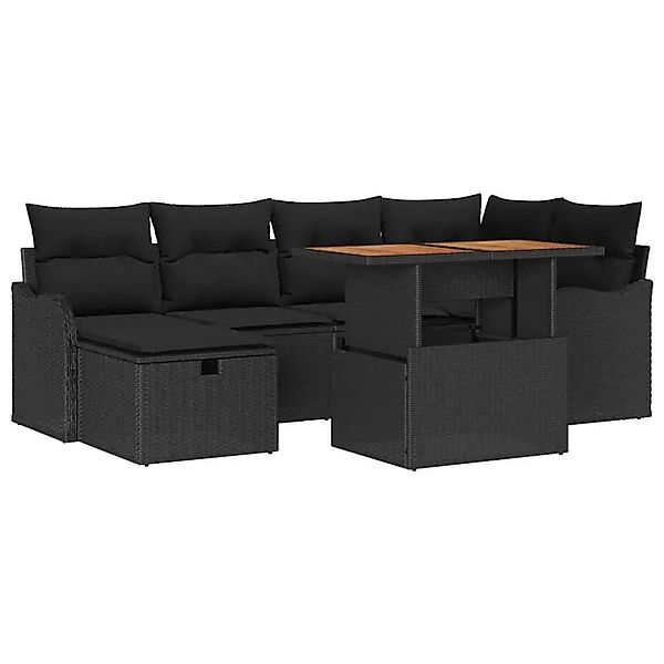 vidaXL Garten-Sofa-Set 7-Tlg Schwarz Poly Rattan 3361275 günstig online kaufen
