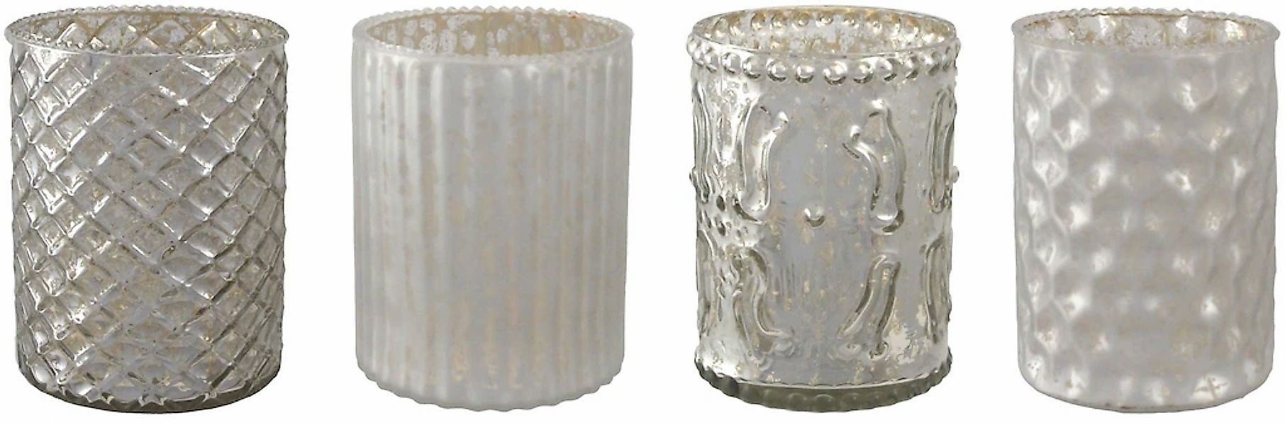 Creativ deco Windlicht mit unterschiedlich strukturierten Oberflächen, 4er günstig online kaufen