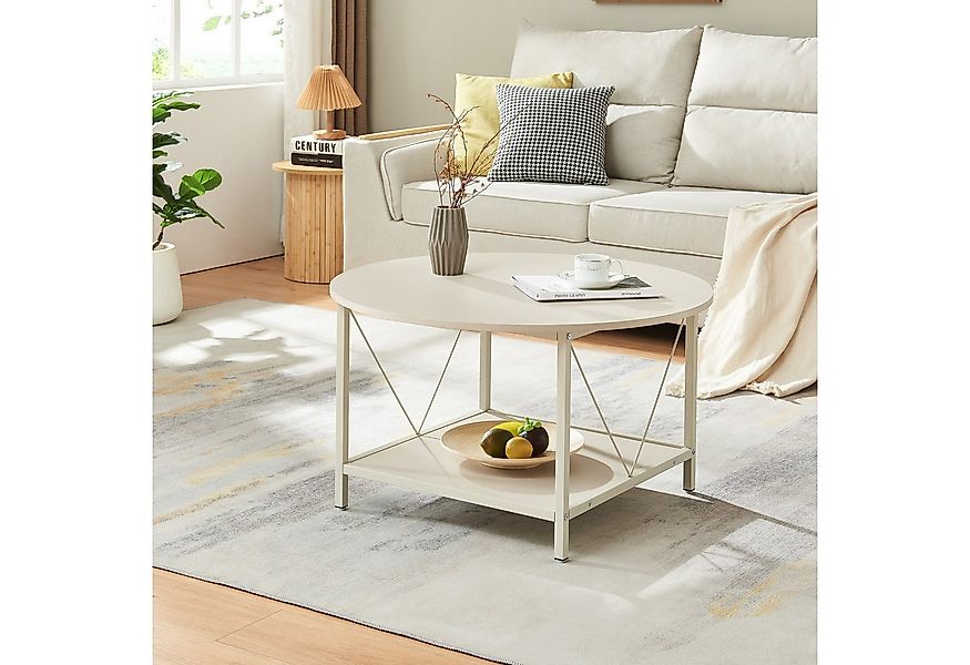 en.casa Couchtisch, »Filem« mit Ablage Ø80 x 46 cm Metallgestell Sandfarben günstig online kaufen