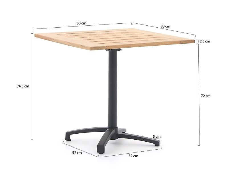 Bellagio Canzo Klapptisch 80x80x75cm günstig online kaufen