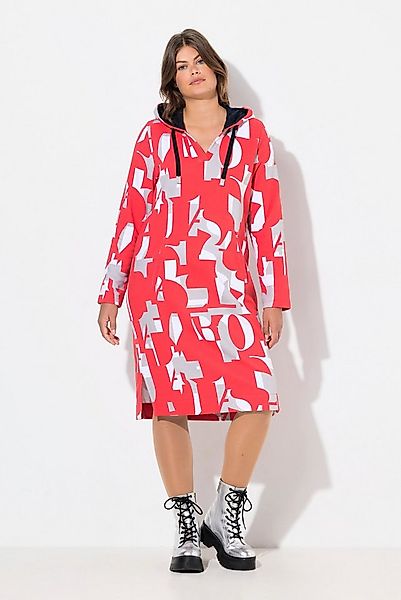 Laurasøn Midikleid Sweatkleid mit grafischen Druck Kapuze Langarm günstig online kaufen
