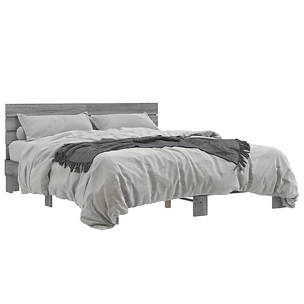 vidaXL Bettgestell Grau Sonoma 160x200 cm Holzwerkstoff und Metall 3280140 günstig online kaufen