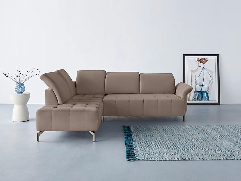 Home affaire Ecksofa "Fresh L-Form" Federkern, wahlweise Kopfteilverstellun günstig online kaufen