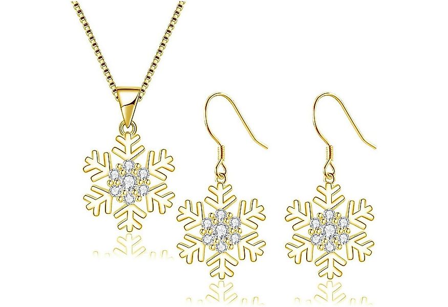 LuxusKollektion Ohrring und Ketten Set Schmuckset 925 Silber Schneeflocke H günstig online kaufen