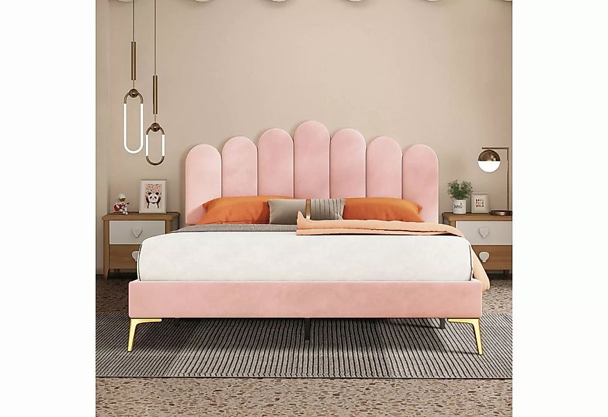 FUROKOY Polsterbett Doppelbett 140 x 200 cm, Bettgestell mit Einstellbar Ko günstig online kaufen