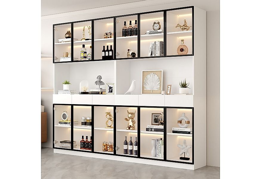 Merax Standvitrine Matt Glasvitrine mit LED-Beleuchtung und Stauraum (30x12 günstig online kaufen