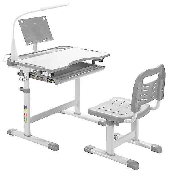 COSTWAY Kinderschreibtisch, mit Stuhl & Lampe, günstig online kaufen