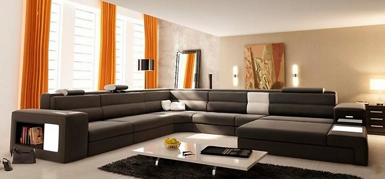 JVmoebel Ecksofa Ledersofa XXL Wohnlandschaft Ecksofa Bigsofa Design Couch günstig online kaufen