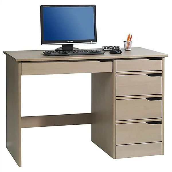 Schreibtisch HUGO Kiefer massiv in taupe günstig online kaufen