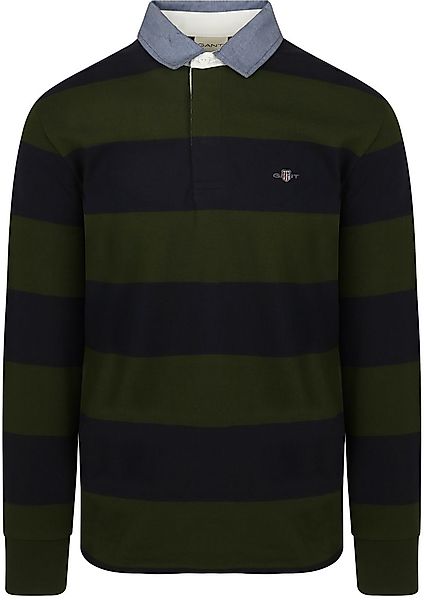 Gant Heavy Rugger Shield Langarm Poloshirt Streifen Navy Grun - Größe L günstig online kaufen