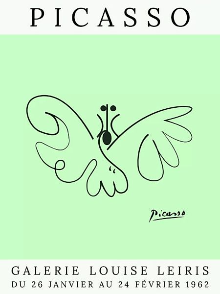 Poster / Leinwandbild - Picasso Schmetterling – Grün günstig online kaufen