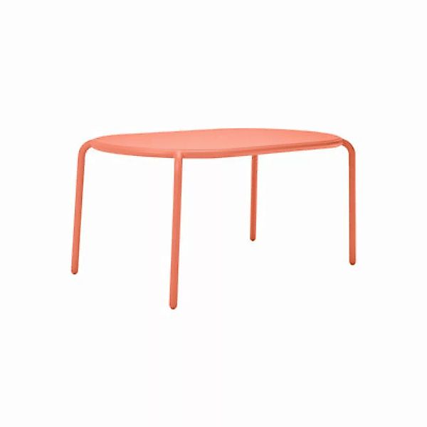 Ovaler Tisch Toní Tavolo metall orange / 160 x 90 cm - Loch für Sonnenschir günstig online kaufen