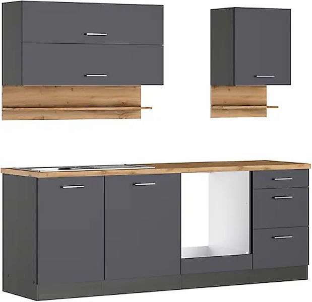 KOCHSTATION Küchenzeile »KS-Milan«, 220 cm breit, robuste Metallauszüge, vi günstig online kaufen