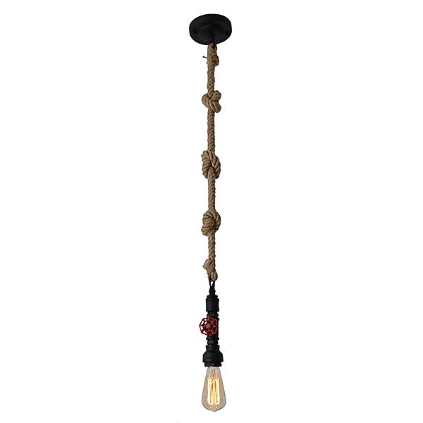 Pendelleuchte Vintage mit Hanfseil - schwarz günstig online kaufen