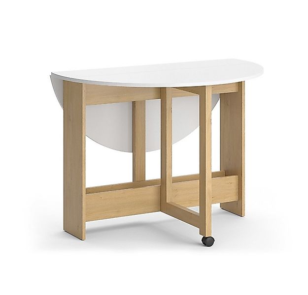 Vicco Esstisch Rondo, Goldkraft Eiche/Weiß, 100 x 100 cm ausklappbar günstig online kaufen