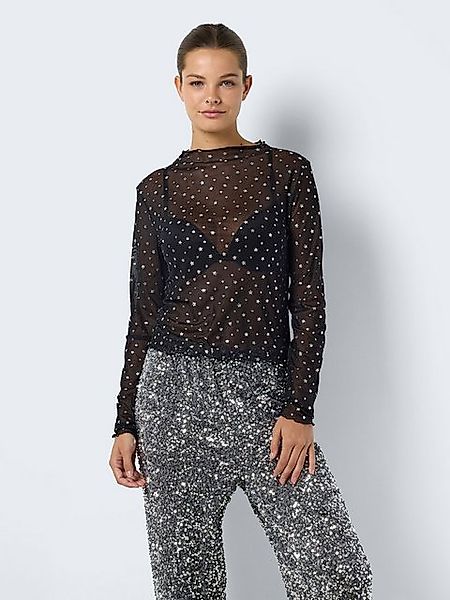 Noisy may Shirttop Glitzer-Effekt Langarm Regular Fit NMSTAR FOIL L/S HIGH günstig online kaufen