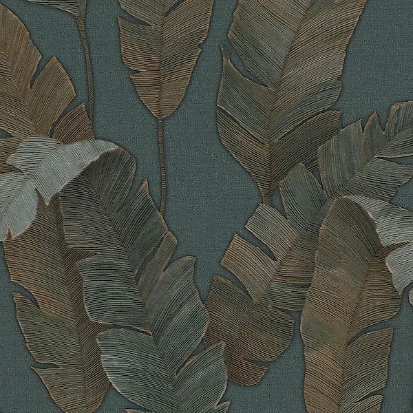 AS-Creation Vliestapete Palmenblätter Vorgeleimt 10,05 m x 0,53 m Petrol FS günstig online kaufen