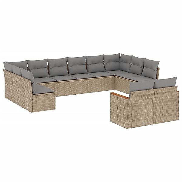 vidaXL 12-tlg Garten-Sofagarnitur mit Kissen Beige Poly Rattan Modell 63 günstig online kaufen