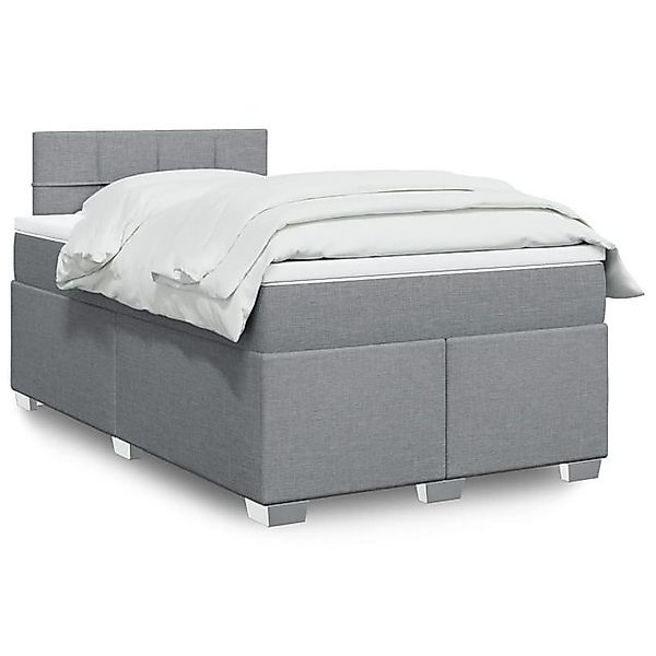 vidaXL Boxspringbett, Boxspringbett mit Matratze Hellgrau 120x190 cm Stoff günstig online kaufen
